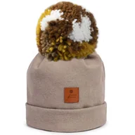 Czapki damskie - Hi Little One czapka zimowa niemowlęca ALPACA BOHO Cafe Latte/Brown M Pom Pom - miniaturka - grafika 1