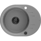 Zlewozmywaki - Mexen Kevin zlewozmywak granitowy 1-komorowy z ociekaczem 586 x 458 mm, szary, syfon czarny - miniaturka - grafika 1