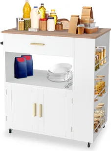 Sessamen-LP Wózek z wyspą kuchenną na kółkach Wózek kuchenny Mobilny wózek kuchenny z blatem roboczym Szafka do przechowywania Szafka kuchenna 75x46x93 cm - Wózki kuchenne - miniaturka - grafika 1