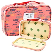 Piórniki - Piórnik Szkolny Organizer Pojemny Dodatkowa Kieszonka Ryby Różowy 21,5cm LEAN - miniaturka - grafika 1