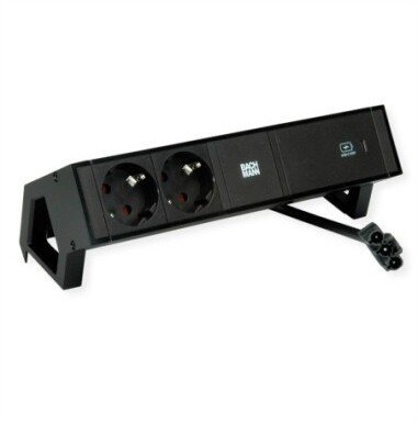 Listwa zasilająca Bachmann BACHMANN DESK2 2xzabezpieczone złącza USB-C, ładowarka USB 60 W, 0,2 m, GST18, czarna