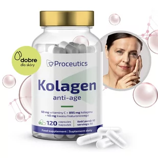 Kolagen Anti Age Witamina C Hialuron Włosy Skóra, 120 kaps. - Włosy, skóra, paznokcie - miniaturka - grafika 1