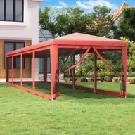 Pawilony ogrodowe - Namiot imprezowy z 10 ścianami z siatki, czerwony, 3x12 m, HDPE - miniaturka - grafika 1