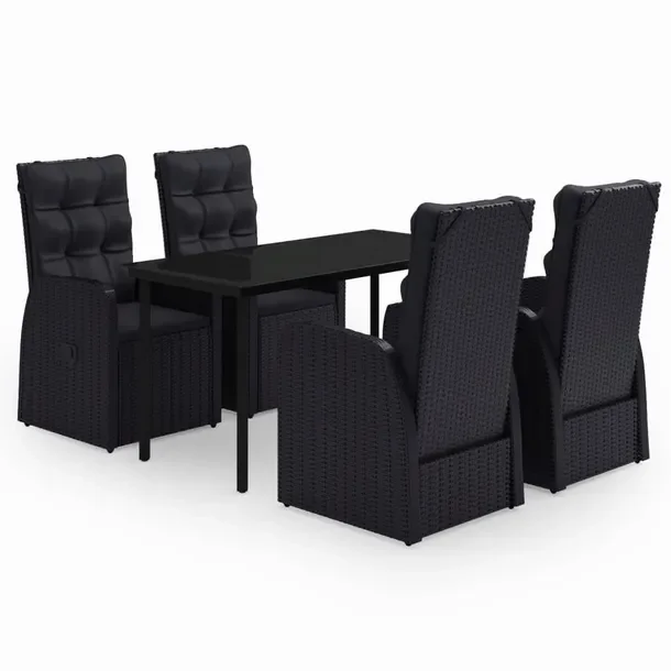 Stylowy zestaw mebli ogrodowych czarny, stół 140x70x74 cm, krzesła 57x73