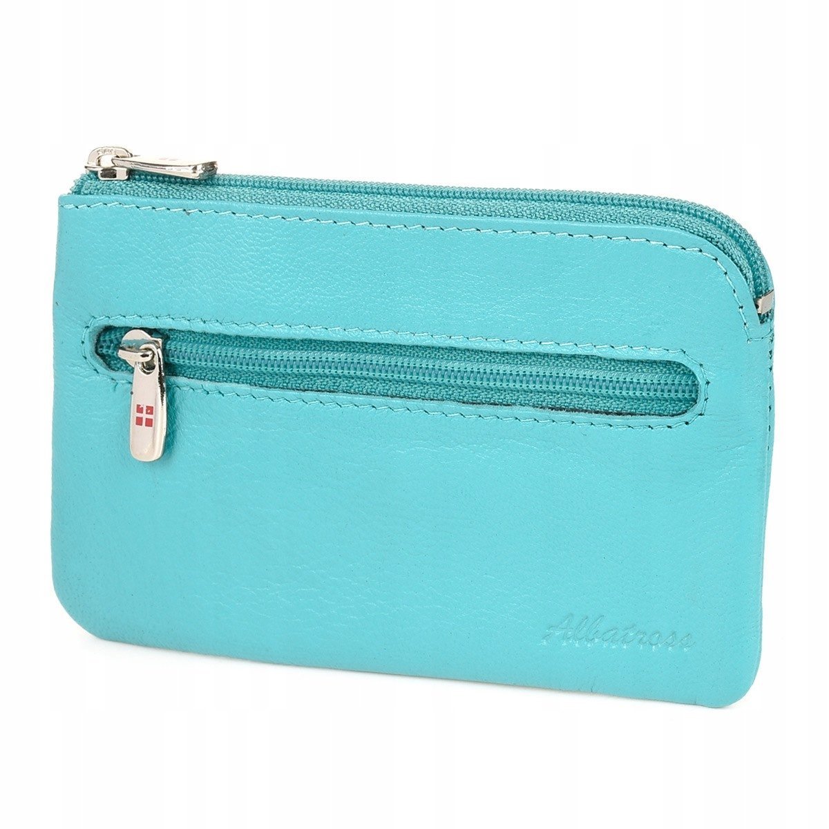 Skórzane etui na klucze banknoty pokrowiec duży Turkus