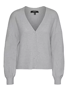 Vero Moda Damski sweter Vmdoffy Ls dekolt w serek kardigan Ga Boo, Jasnoszary melanż, S - Swetry damskie - miniaturka - grafika 1