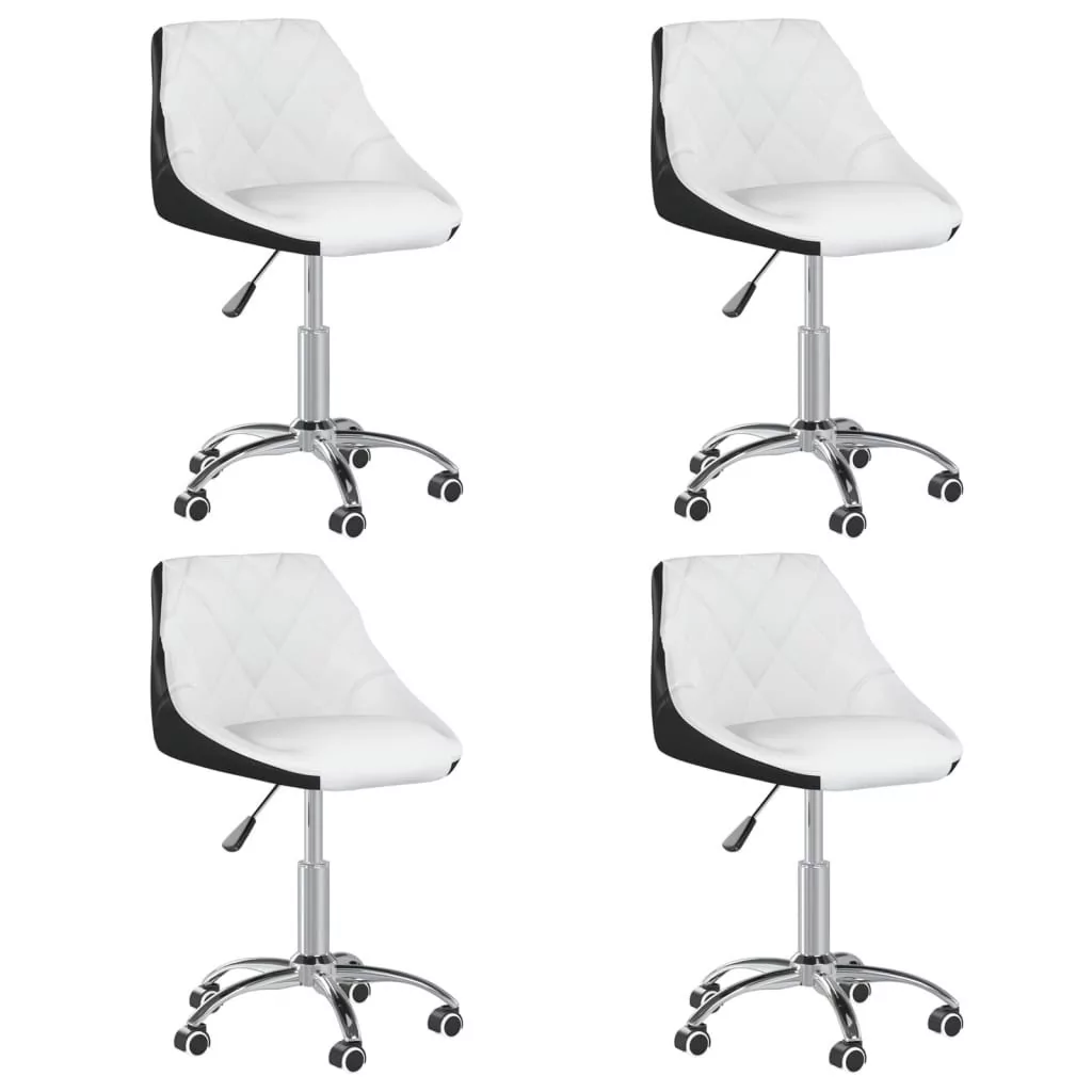 vidaXL Obrotowe krzesła stołowe 4 szt. biało-czarne sztuczna skóra 3088725
