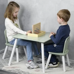 Kesper | stolik dziecięcy z 2 krzesłami, materiał: płyta pilśniowa, wymiary: 55 x 55 x 45 cm, kolor: biały, zielony | 17733 13 - Stoliki dla dzieci - miniaturka - grafika 1