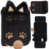 Piórniki - Starpak Piórnik Dwuklapkowy Bez Wyposażenia Czarny Kotek z Futerkiem 553181 - miniaturka - grafika 1