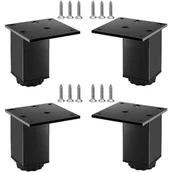 Zawiasy, okucia i inne akcesoria - sztuki (czarne, 6 cm) nogi meblowe ze stopu aluminium z regulacją wysokości, nogi do stolika kawowego, nogi do szafek łazienkowych, nogi do umywalki - miniaturka - grafika 1