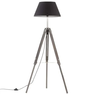 Szaro-czarna lampa stojąca drewniana trójnóg - P849-Verino - Lampy stojące - miniaturka - grafika 1