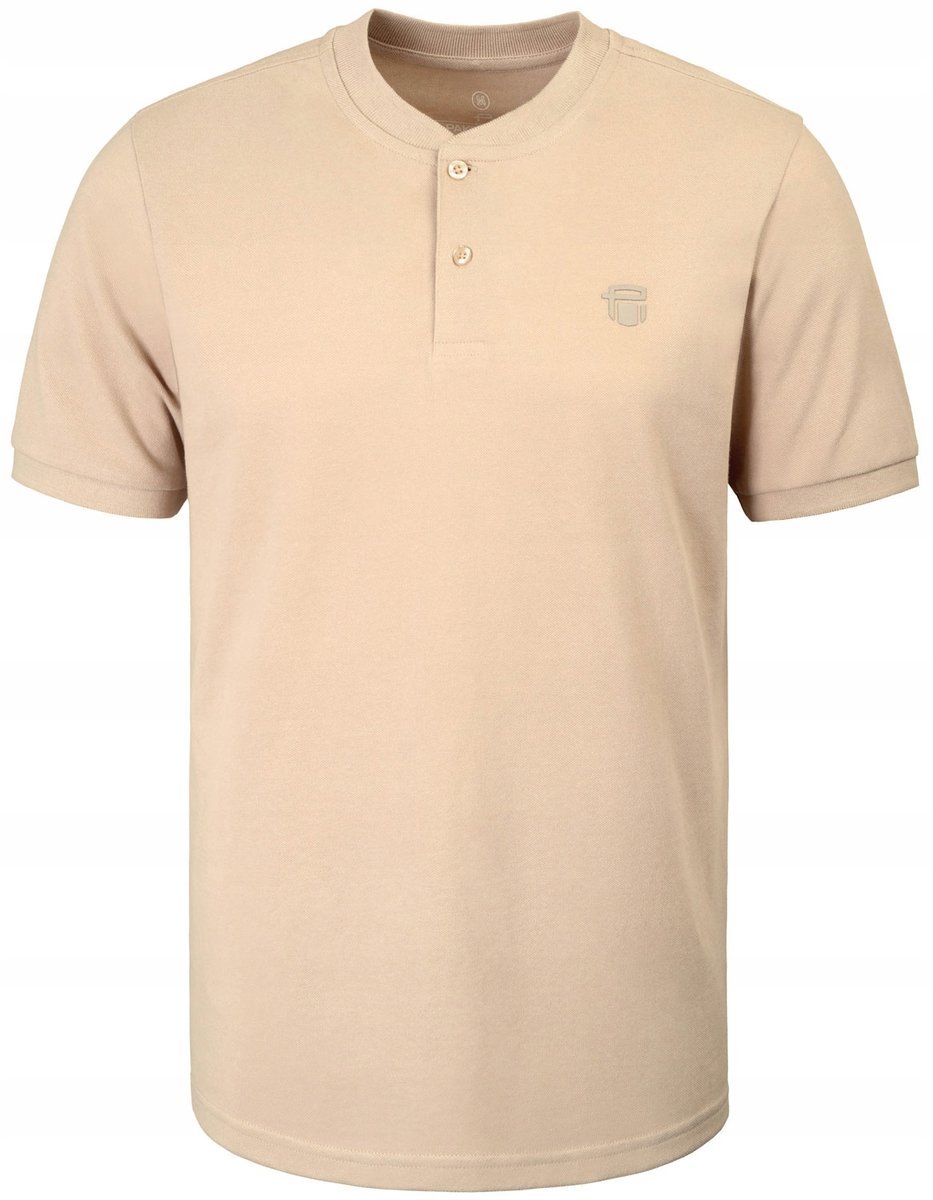 T-SHIRT Męski Koszulka w Serek BEŻOWA Bawełna Pika BYLONGO XL Pako Jeans