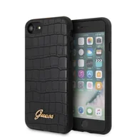 Etui i futerały do telefonów - Guess Croco Case - Etui iPhone SE 2020 / 8 / 7 Black - miniaturka - grafika 1