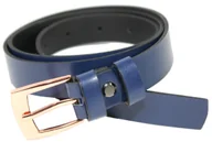 Paski - Pasek Damski Skórzany Gładki Arucce (PL) 25 mm Miedziana Klamra GRANATOWY - miniaturka - grafika 1