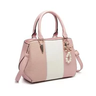 Torebki damskie - Miss Lulu Torebki dla kobiet, Tri Color Block Top Handle Bag, torba na ramię, różowy - miniaturka - grafika 1