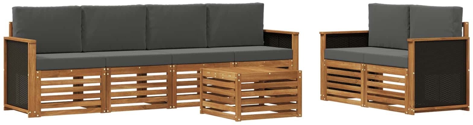 vidaXL Zestaw sof na zewnątrz z poduszką 7 pcs Naturalny i Antracytowy