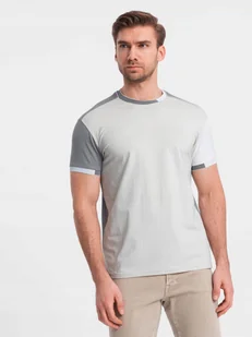 T-shirt męski z elastanem z kolorowymi rękawami szary V4 OM-TSCT-0176 L - Koszulki męskie - miniaturka - grafika 1