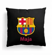 Poduszki dekoracyjne - CZARNA FOTO PODUSZKA FC Barcelona Barca + IMIĘ - miniaturka - grafika 1
