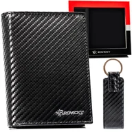Portfele - Rovicky Zestaw Portfel Skórzany Carbon + Brelok Do Kluczy - miniaturka - grafika 1