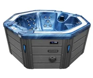Baseny ogrodowe - HYDROSAN - Wanna SPA Jacuzzi ogrodowe z hydromasażem 7-osobowa 220x220 cm NIEBIESKA FALA OCEANU OBUDOWA SZARA SPA107 - miniaturka - grafika 1