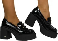 Mokasyny damskie - Czółenka Na Platformie Karino 5239-090 Czarne Skóra Naturalna - KARINO - miniaturka - grafika 1