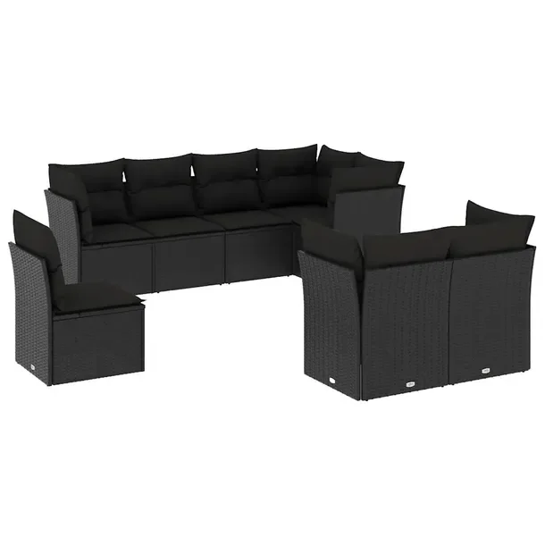 Modułowy zestaw wypoczynkowy z rattanem PE, czarny, wymiary: 234 x 124 x 6