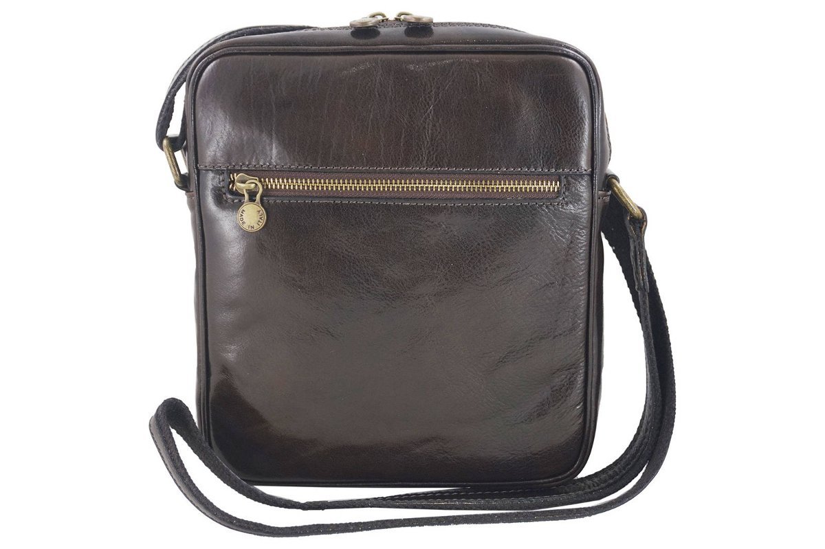 Barberini's, Torba męska z regulowanym paskiem, Casual, ciemnobrązowy