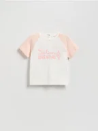 Bluzki dla niemowląt - Reserved - T-shirt z nadrukiem - pastelowy róż - miniaturka - grafika 1