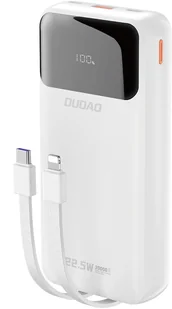 Powerbank 20000mAh z wbudowanymi kablami iPhone Lightning USB-C USB-A 22.5W PD - biały Powerbank 20000mAh z wbudowanymi kablami iPhone Lightning USB-C USB-A 22.5W PD - biały - Powerbanki - miniaturka - grafika 1