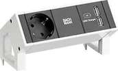 Gniazdka elektryczne - Bachmann BACHMANN DESK2 1xCEE7/3 USB Oplader, Stroom 0,2m GST18 RAL9010 - miniaturka - grafika 1