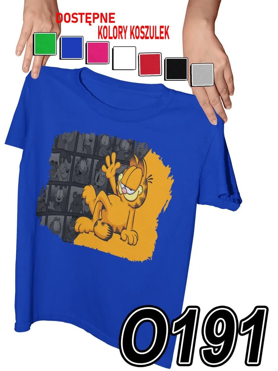 Koszulka Dziecięca Z Nadrukiem Kot Garfield Bajki Rudy - M 134-140