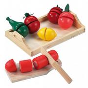 Zabawki AGD - Happy People Drewniany zestaw warzyw i owoców do krojenia 45007 - miniaturka - grafika 1