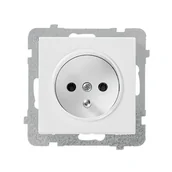 Gniazdka elektryczne - LEDart pojedyncze z uziemieniem, bez ramki - Ospel Sonata GP-1RZ/m/00, kolor biały, 16A/250V - miniaturka - grafika 1