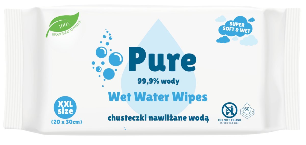 Chusteczki nawilżane XXL - 99,9% wody 60 szt. BIO