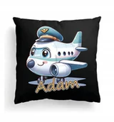 Poduszki dekoracyjne - CZARNA Poduszka Z IMIENIEM Na Wielkanoc PILOT SAMOLOTU SAMOLOT SAMOLOTY - miniaturka - grafika 1