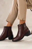 Botki damskie - Bordowe botki damskie Sergio Leone na szerokim klocku z rozciętą cholewką YG74760 - miniaturka - grafika 1