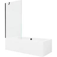 Wanny - Mexen Cube wanna prostokątna 180 x 80 cm z obudową i parawanem 1-skrzydłowym 90 cm, transparent, czarny - miniaturka - grafika 1