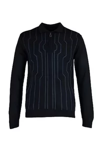Trendyol Męska bluza polo z dekoltem w kwiaty, wąski, granatowy, XXL, granatowy, XXL - Bluzy męskie - miniaturka - grafika 1
