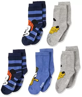 NAME IT Chłopięce skarpety NMMAHILI Mickey WDI, Nouvean Navy/Pack:5PK 2xNOUVEAN granatowe + 2xD.SAP+1xGREY.M, 19/21 - Skarpetki damskie - miniaturka - grafika 1
