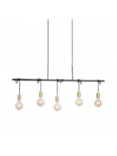 Leuchten Direkt Lampa wisząca Tamara, 5-punktowa, mosiądz/czarna - Lampy sufitowe - miniaturka - grafika 1