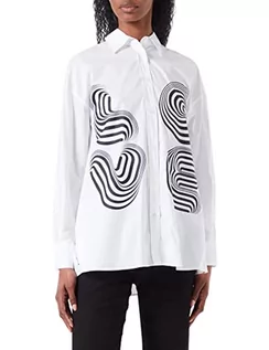 Koszulki i topy damskie - Love Moschino Damska koszulka z długim rękawem, luźna biel, rozmiar 48, optical white, 48 - grafika 1