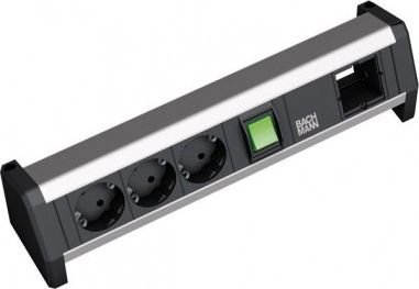 Listwa zasilająca Bachmann DESK 3 gniazda czarna