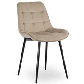 Krzesła - Krzesło Tapicerowane Welurowe Do Salonu Jadalni Kuchenne Beżowe CHRIS - miniaturka - grafika 1