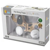 Zabawki interaktywne dla dzieci - VIGA Piesek na sznureczku szaro-biały V51614 - miniaturka - grafika 1