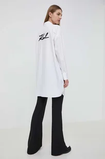 Karl Lagerfeld koszula bawełniana damska kolor biały regular z kołnierzykiem klasycznym - Koszule damskie - miniaturka - grafika 1