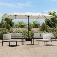 Parasole ogrodowe - Podwójny parasol ogrodowy z LED, piaskowa biel, 449x245 cm Lumarko - miniaturka - grafika 1