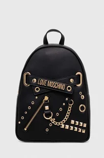 Love Moschino plecak damski kolor czarny mały z aplikacją - Plecaki - miniaturka - grafika 1