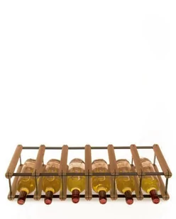 Regał Na Wino Stojak Na 6 Butelek Szklanych/ Pet — Rw-8/ 6X1 — Brązowy Brązowy Metal + Drewno Rw-8-6X1-6_O_Br / Wamar-Sosenka - Pozostałe akcesoria barmańskie - miniaturka - grafika 1