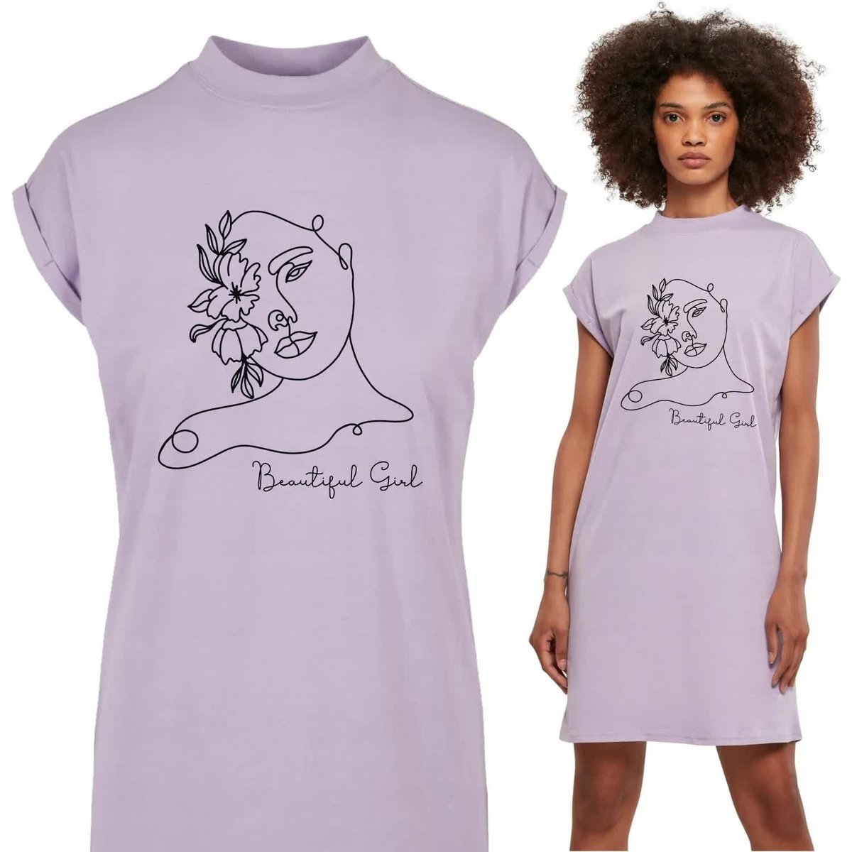 Koszula Nocna Lawendowa BEAUTIFUL GIRL Wzory S