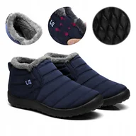 Botki damskie - BUTY ZIMOWE OCIEPLANE ŚNIEGOWCE WODOODPORNE GRANAT TRAPERY BOTKI ZA KOSTKĘ - miniaturka - grafika 1